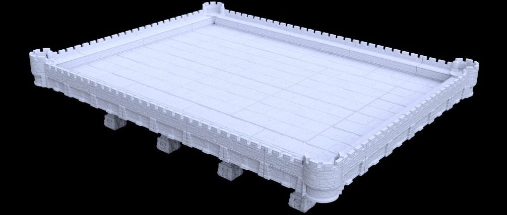 Computer rendering of the StageTop Stronghold themed custom game table.
